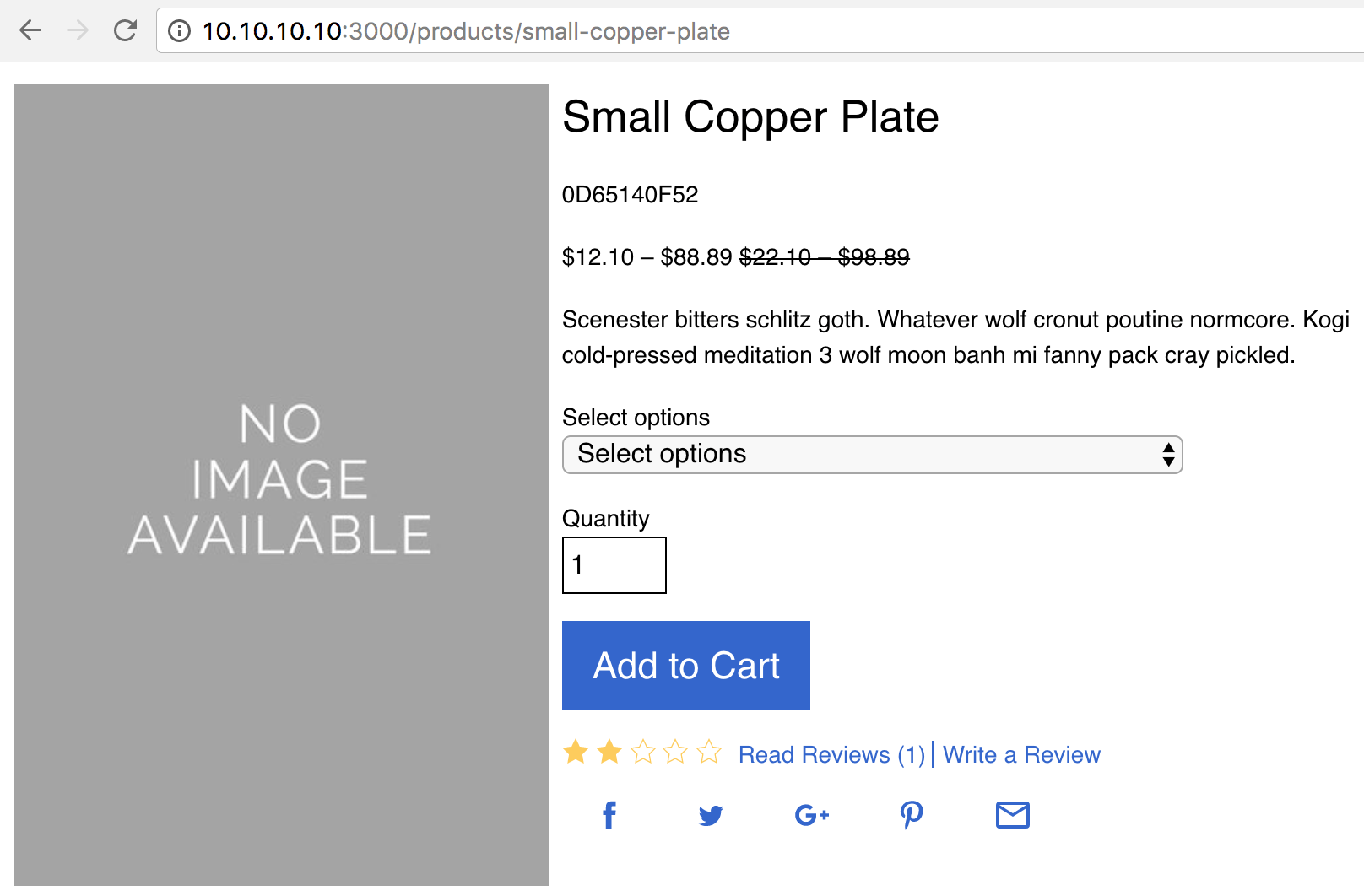 Appended rating stars and share buttons