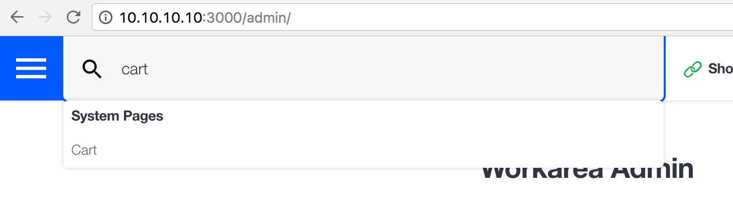 Searching for cart system content in the Admin