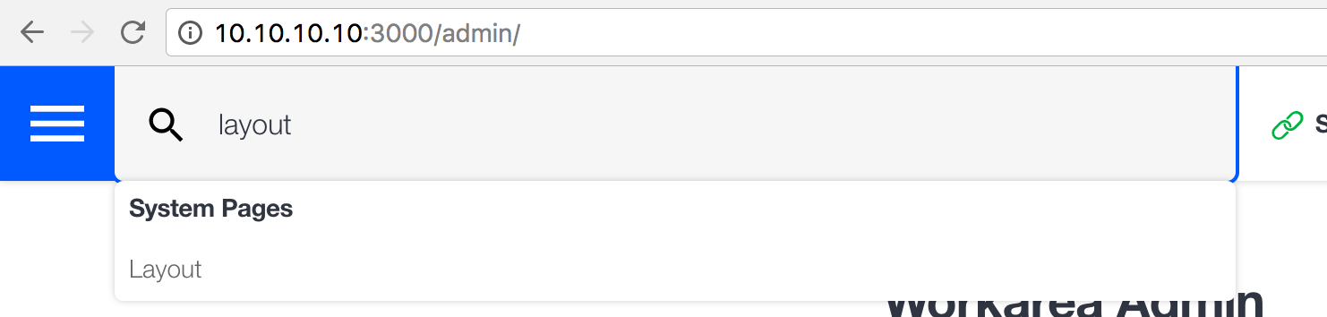 Searching for layout system content in the Admin