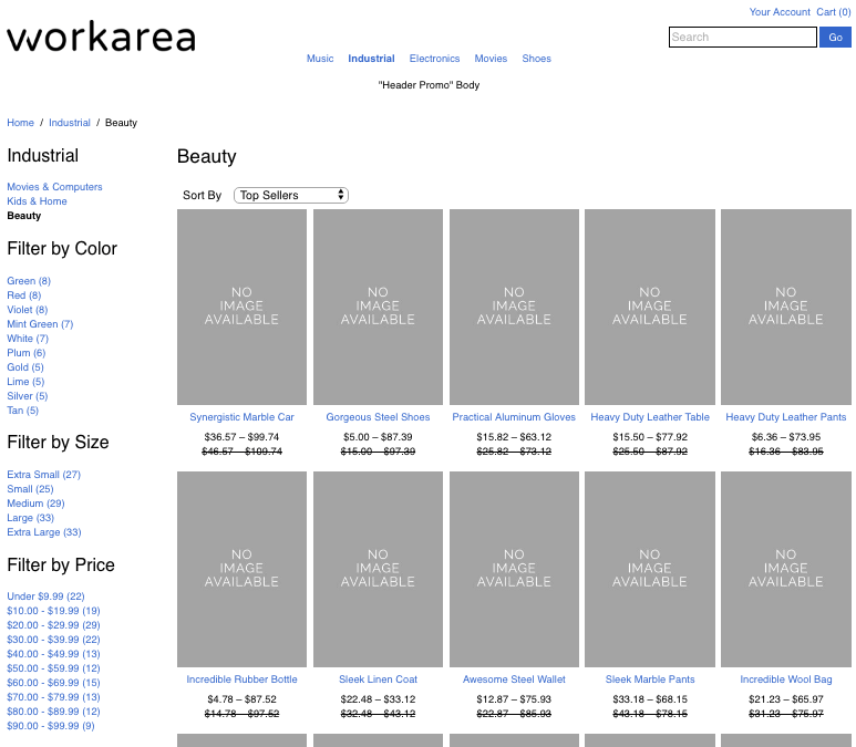 Storefront product browse page